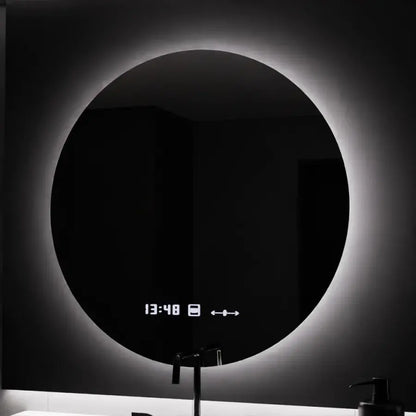 70 cm -es kerek LED -es tükör serenit mozgásgátló marcellow dimálható óra -szennyeződés és dimálható hőmérő