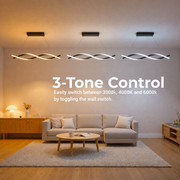 Függesztett LED-csillár távirányítóval, FLUX, 27 W, 116 cm, hideg/meleg/semleges fény 3000K/4000K/6000K, szabályozható, fekete, állítható magasságú, fém és szilikon