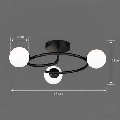 LED és kristály csillár ORBIT, 66cm, 3xE27, Globes, Fekete