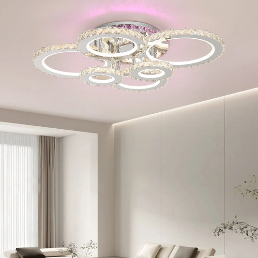 A vágy LED Nova Rondoda kristályokkal, 6 fényforrás, RGB, távirányítóval, 152W, fényes króm