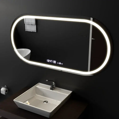 80x50cm ovális LED tükör altera mozgásgátló érzékelő Marcello Dimable óra leolvasztó rendszer