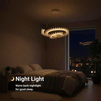 LULUS LED PRISM LUMINIS, CRYSTAL ÉS MÉG, 210W, 4 CIRCLES, DIMILE, állítható magasság, hideg/forró/semleges fény, fényűző világítás
