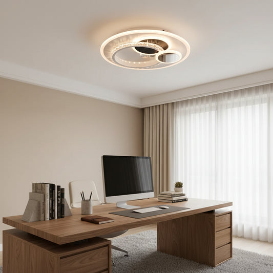 LED csillár HELIOX kristállyal, 37 W, 4 kör, hideg/meleg/semleges fény, fehér