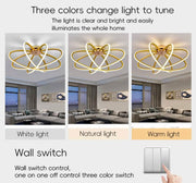 LED csillár távirányítóval LT770/500GD, 45W, meleg/hideg/semleges fény 3000K/4000K/6000K, szabályozható, aurium fém