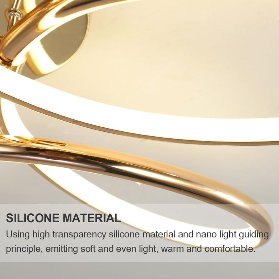 LED csillár távirányítóval LT771/500GD, 25W, meleg/hideg/semleges fény 3000K/4000K/6000K, szabályozható, arany, fém és szilikon