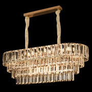 Candelabru Cristal VALMONT Supremo 12xE14, 80x30 cm, Auriu, Inaltime Reglabila, Metal si Cristal