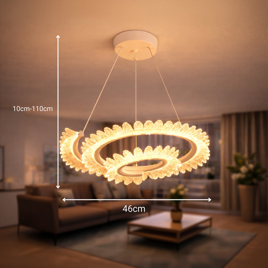 LULUS LED PRISM LUMINIS, CRYSTAL ÉS MÉG, 210W, 4 CIRCLES, DIMILE, állítható magasság, hideg/forró/semleges fény, fényűző világítás