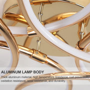 LED csillár távirányítóval LT771/500GD, 25W, meleg/hideg/semleges fény 3000K/4000K/6000K, szabályozható, arany, fém és szilikon