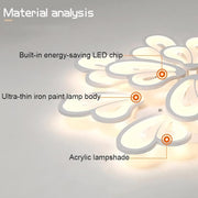 LED csillár távirányítóval BLOSSOM 146W, 12 szirom, hideg/meleg/semleges fény 3000k/4000k/6000k, szabályozható, fehér