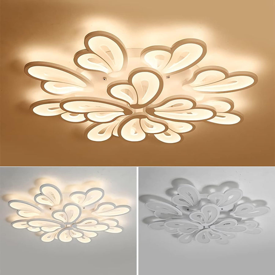 LED csillár távirányítóval BLOSSOM 146W, 12 szirom, hideg/meleg/semleges fény 3000k/4000k/6000k, szabályozható, fehér