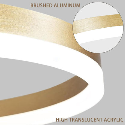 Függesztett LED csillár, ANINA, 34 W, 1 kör, átmérő 50 cm, hideg/meleg/semleges fény 3000K/4000K/6000K, szabályozható, fényes aranyfehér, állítható magasságú, fém és akril