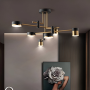 Modern LED csillár Ionitus 72W fekete és arany, karok, meleg/semleges/hideg fény 3000K/4000K/6000K, fém és akril