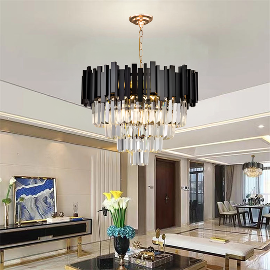 Crystal Chandelier Blois Eleganza 8xe14, 49 cm átmérőjű, fekete, állítható magasság