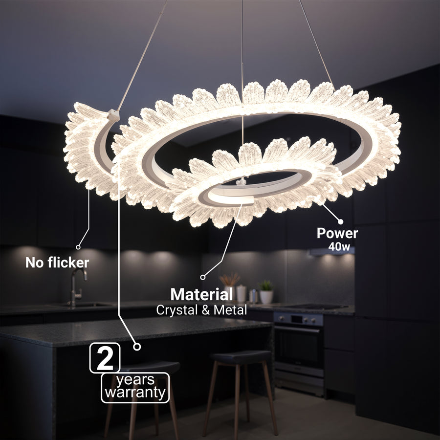 LULUS LED PRISM LUMINIS, CRYSTAL ÉS MÉG, 210W, 4 CIRCLES, DIMILE, állítható magasság, hideg/forró/semleges fény, fényűző világítás