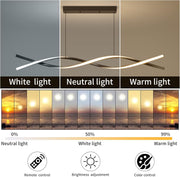 Függesztett LED-csillár távirányítóval, FLUX, 27 W, 116 cm, hideg/meleg/semleges fény 3000K/4000K/6000K, szabályozható, fekete, állítható magasságú, fém és szilikon