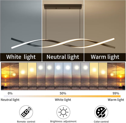 Függesztett LED-csillár távirányítóval, FLUX, 27 W, 116 cm, hideg/meleg/semleges fény 3000K/4000K/6000K, szabályozható, fekete, állítható magasságú, fém és szilikon