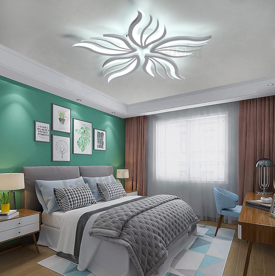 LED -csillár Sakura 60W távirányítóval, 5 szirom, hideg/forró/semleges fény, instabil, fehér