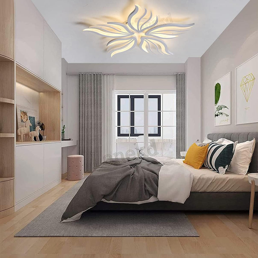 LED -csillár Sakura 60W távirányítóval, 5 szirom, hideg/forró/semleges fény, instabil, fehér