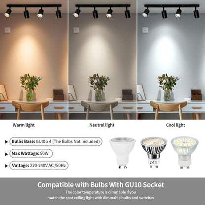 Modern klasszikus csillár, LC500/4BK lineáris projektorral, 4XGU10, fém, fekete, izzók nem tartozék