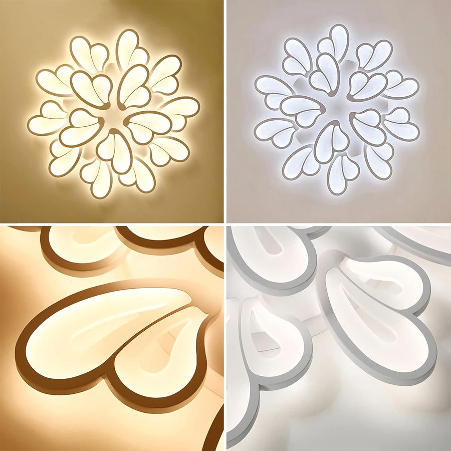 LED csillár távirányítóval BLOSSOM 146W, 12 szirom, hideg/meleg/semleges fény 3000k/4000k/6000k, szabályozható, fehér
