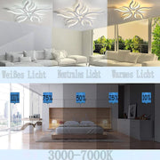 LED -csillár Sakura 60W távirányítóval, 5 szirom, hideg/forró/semleges fény, instabil, fehér