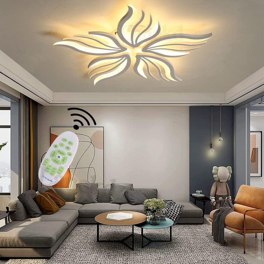 LED -csillár Sakura 60W távirányítóval, 5 szirom, hideg/forró/semleges fény, instabil, fehér