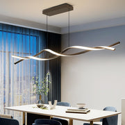 Függesztett LED-csillár távirányítóval, FLUX, 27 W, 116 cm, hideg/meleg/semleges fény 3000K/4000K/6000K, szabályozható, fekete, állítható magasságú, fém és szilikon