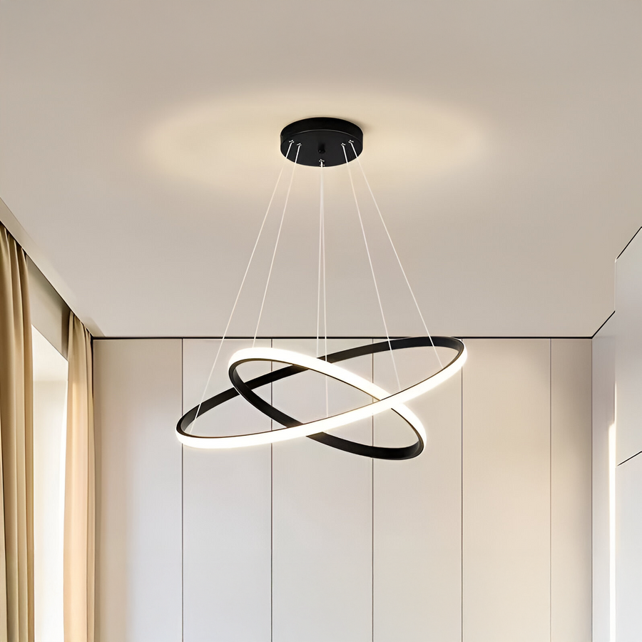 LED LULS felfüggesztett Ricci 25W, 2 kör, hideg/forró/semleges fény, fekete, állítható magasság