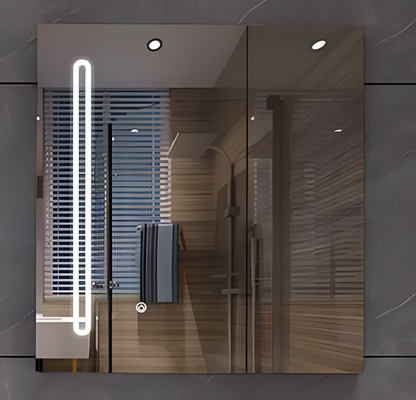 LED tükör Szekrénnyel PLANO 80x70 cm fehér érintésérzékelővel és tárolóval