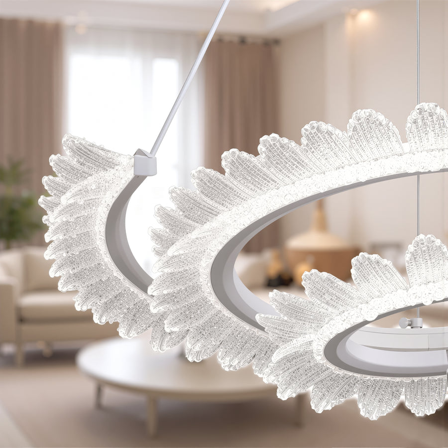 LULUS LED PRISM LUMINIS, CRYSTAL ÉS MÉG, 210W, 4 CIRCLES, DIMILE, állítható magasság, hideg/forró/semleges fény, fényűző világítás
