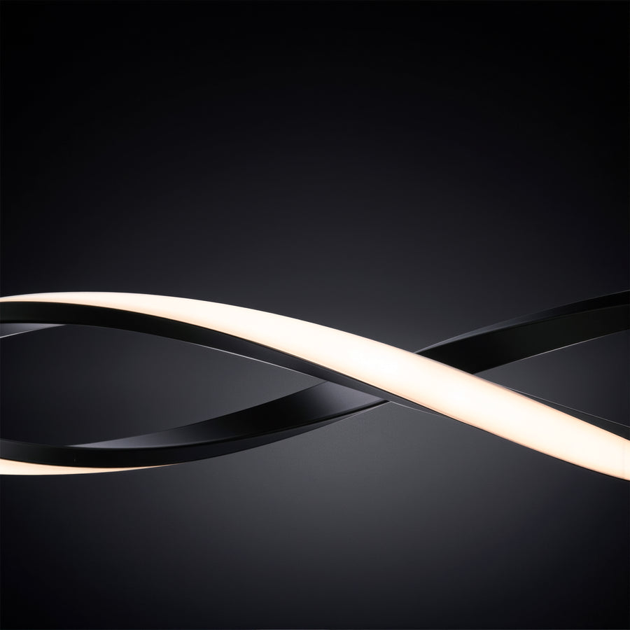 Függesztett LED-csillár távirányítóval, FLUX, 27 W, 116 cm, hideg/meleg/semleges fény 3000K/4000K/6000K, szabályozható, fekete, állítható magasságú, fém és szilikon