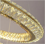 LED csillár távirányítóval, LLC132/900X300GD, kristály és fém, 80 W, 1 kör, szabályozható, állítható magasságú, hideg/meleg/semleges fény, luxus világítás