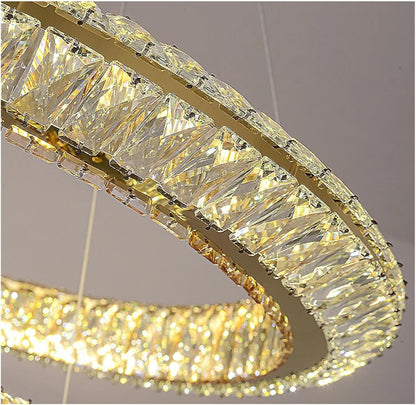 LED csillár távirányítóval, LLC132/900X300GD, kristály és fém, 80 W, 1 kör, szabályozható, állítható magasságú, hideg/meleg/semleges fény, luxus világítás