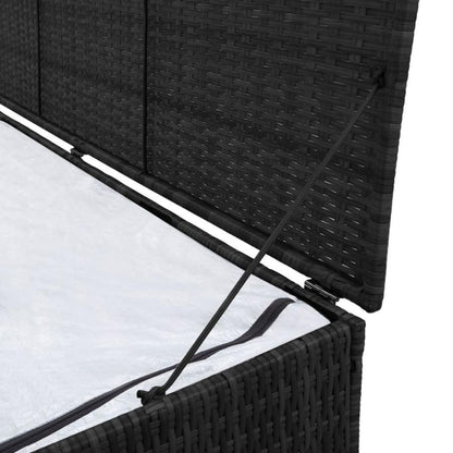 Kerti tárolódoboz, fekete, 150x50x60 cm, polirátán