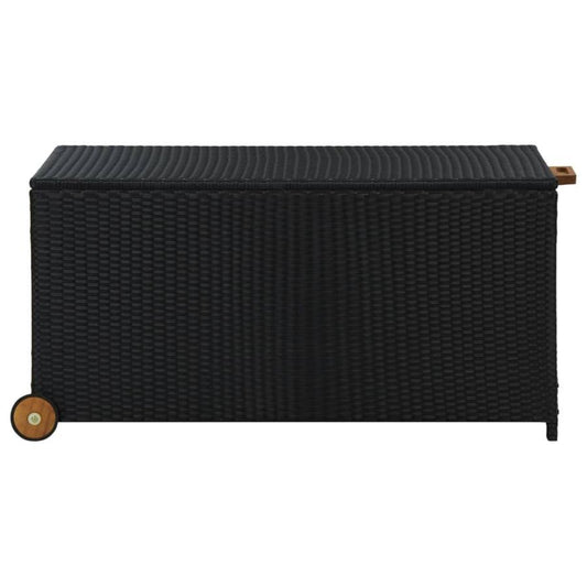 Kerti tárolódoboz, fekete, 120x65x61 cm, polirátán