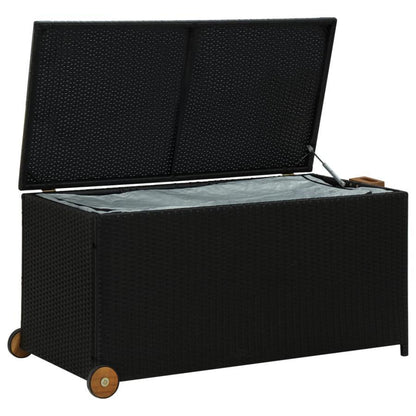 Kerti tárolódoboz, fekete, 120x65x61 cm, polirátán