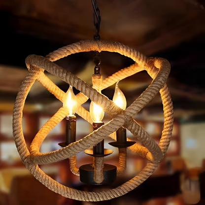 Vintage Harper csillár, 1xe27, rusztikus pajta, zsineg és fém, 150 cm, fekete