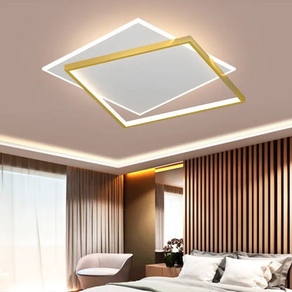 LED -csillár 98W -os napelemes távirányítóval, 2 négyzet, hideg/forró/semleges fény, instabil, fehérarany