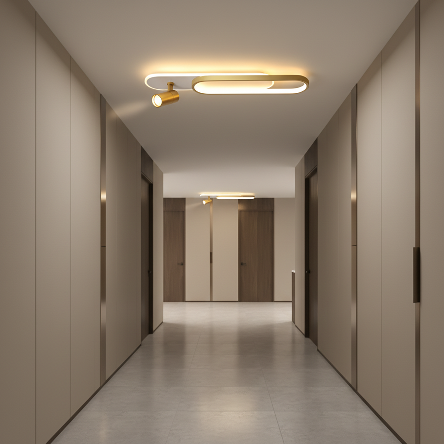 LED csillár állítható projektorral FISSO Camilla, 48W, hideg/meleg/semleges fény 3000K/4000K/6000K, fényes arany, fém és akril