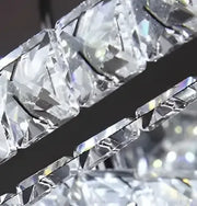 LED -csillár, amelyet távirányítóval és kristályprizmával felfüggesztettek, antitea 40W, 2 kör, hideg/forró/semleges fény, instabil, fényes króm, állítható magasság