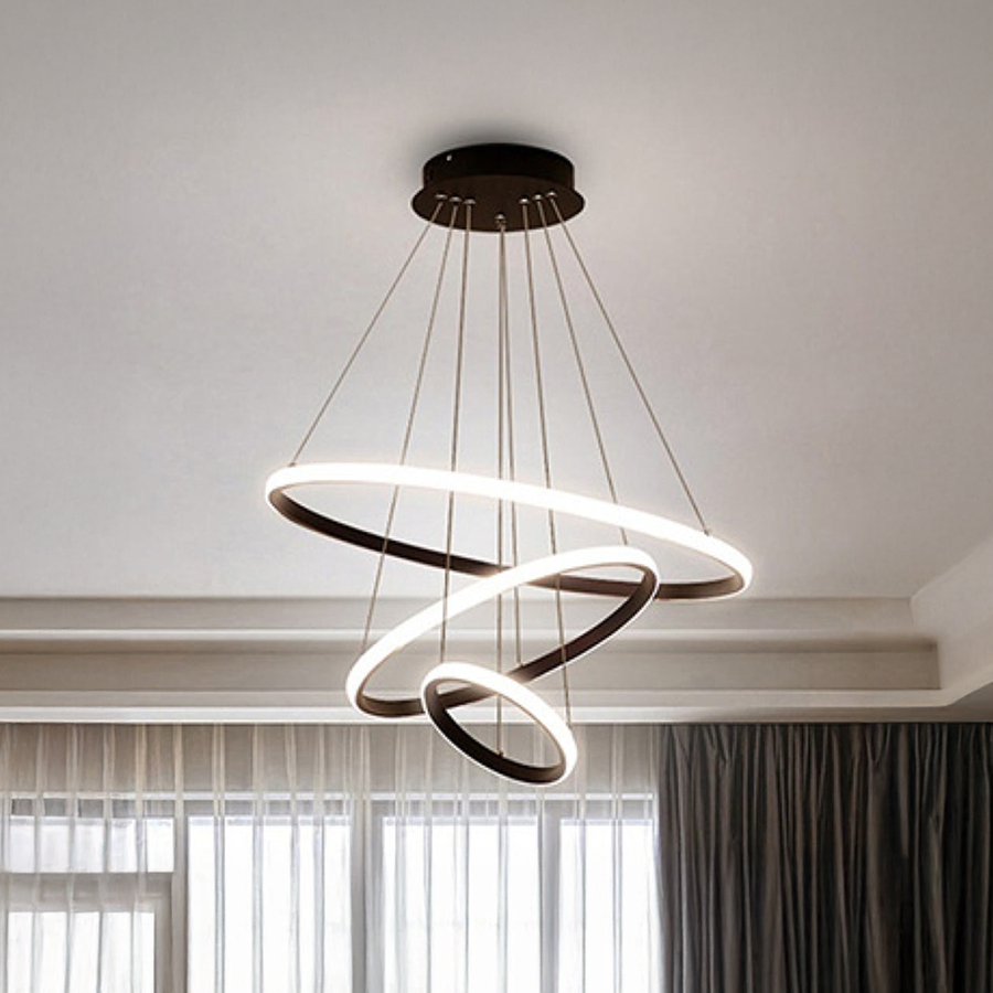 Ricci 45W felfüggesztett LED, 3 kör, hideg/forró/semleges fény, fekete, állítható magasság