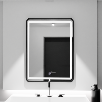 Téglalap alakú LED -tükör, 60x80 cm, árnyék alaptés