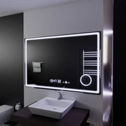 Téglalap alakú LED -tükör, 120x80 cm, Souverain MotionGlow Marcello, leolvasztási rendszer, óra és hőmérő, kozmetikai lupa, dimablable