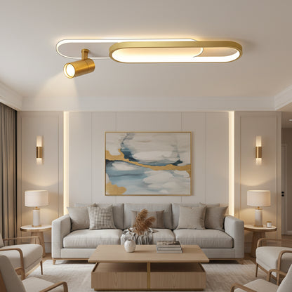 LED csillár állítható projektorral FISSO Camilla, 48W, hideg/meleg/semleges fény 3000K/4000K/6000K, fényes arany, fém és akril