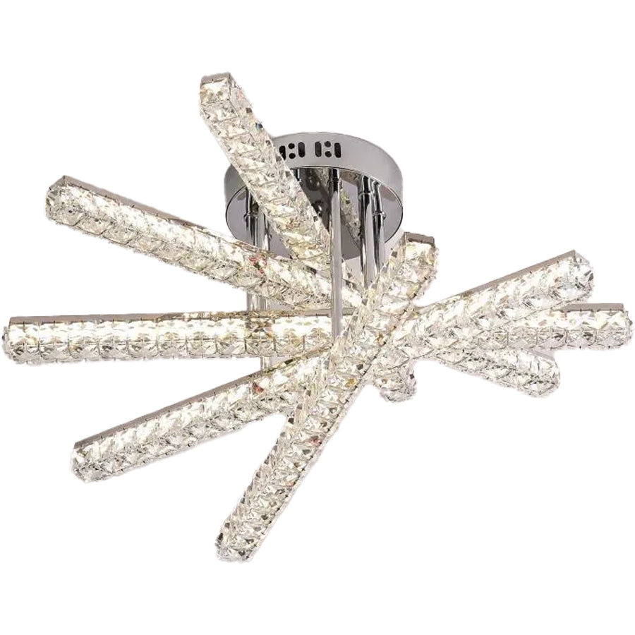 LED csillár távirányítóval LUELLA 79W 5 elemes, Lineáris, Hideg/Meleg/Semleges fény, Szabályozható, Ezüst