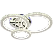 LED csillár távirányítóval és kristály NOVA ROTONDA RGB 73W, 3 kör, hideg/meleg/semleges fény, szabályozható, fényes króm