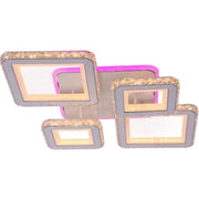 LED csillár távirányítóval és QUADRIS RGB kristállyal, 96W, 4 négyzet, hideg/meleg/semleges fény, szabályozható, fehér