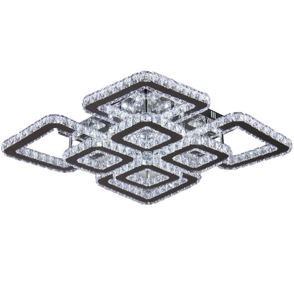 LED csillár távirányítóval és kristály QUADRIA SUPREMO RGB 168W, 8 négyzet, hideg/meleg/semleges fény, szabályozható, fényes króm