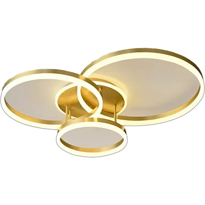 LED csillár távirányítóval RIGA LILITH 68W, 3 kör, hideg/meleg/semleges fény, szabályozható, fényes arany