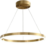 Függesztett LED csillár, ANINA, 34 W, 1 kör, átmérő 50 cm, hideg/meleg/semleges fény 3000K/4000K/6000K, szabályozható, fényes aranyfehér, állítható magasságú, fém és akril